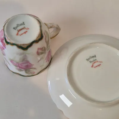 LOT 18D: Haviland Limoges Hand Painted Rose Pattern Porcelain Collection