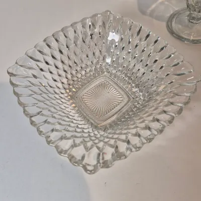 LOT 17D: Collection of Vintage Glass-Dessert Cups, Compote Bowl, Ice Bucket