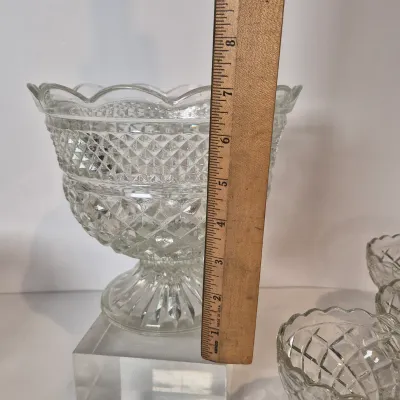 LOT 17D: Collection of Vintage Glass-Dessert Cups, Compote Bowl, Ice Bucket