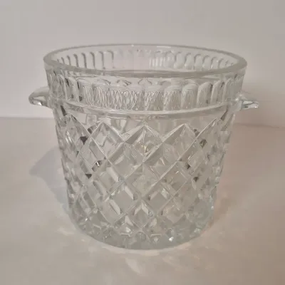 LOT 17D: Collection of Vintage Glass-Dessert Cups, Compote Bowl, Ice Bucket