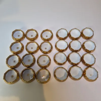 LOT 46L: Large Collection of Porcelain Salt Cellars & Set of Antique Limoges Floral Dishes