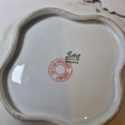 LOT 46L: Large Collection of Porcelain Salt Cellars & Set of Antique Limoges Floral Dishes