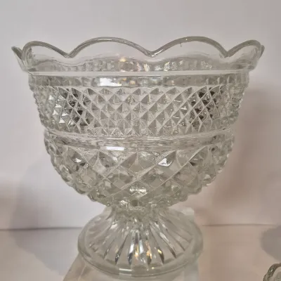 LOT 17D: Collection of Vintage Glass-Dessert Cups, Compote Bowl, Ice Bucket