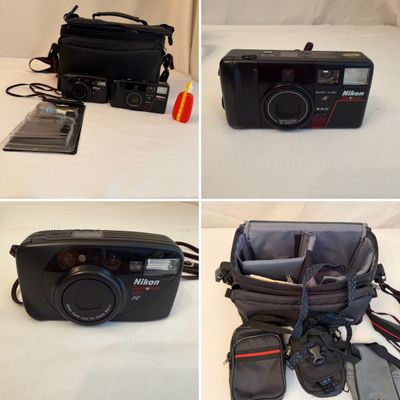Nikon Zoom Touch 470 & Nikon Tele Touch 35MM Cameras With Carrying Cases (GB-MG)