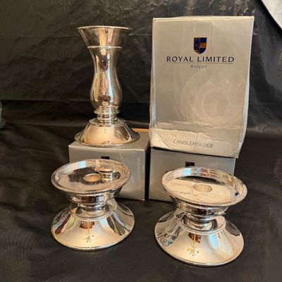 Bimmingham Pewter & Royal Limited Silverplated Candleholders (LR-MG)