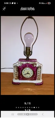 Vintage Lanshire Majolica Clock & Lamp