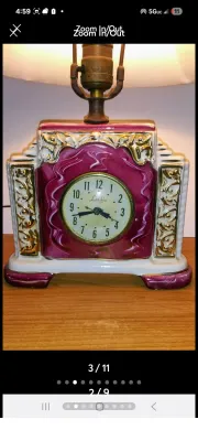 Vintage Lanshire Majolica Clock & Lamp