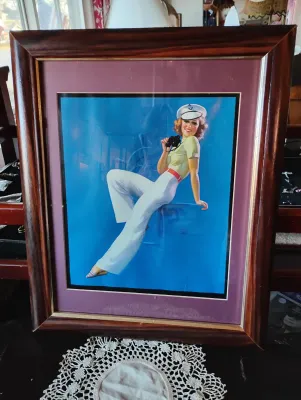 Vintage Earl Moran Pin up Print, Framed