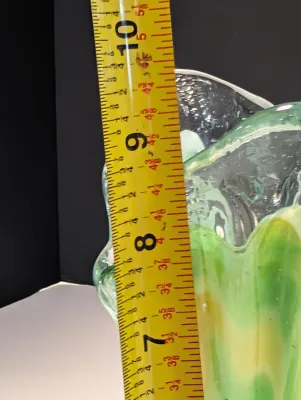 Made In Mexico Green & White Hand Blown Vase