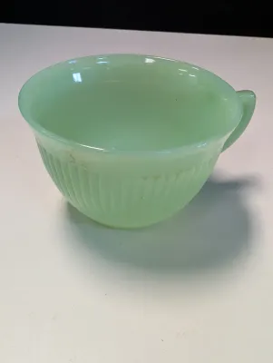 Set Of 8 Anchor Hocking Fire Kine Jadeite Jan Ray Design Tea Cup Ribbed