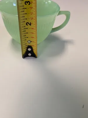 Set Of 8 Anchor Hocking Fire Kine Jadeite Jan Ray Design Tea Cup Ribbed