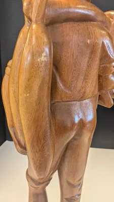 Made In The Philippines Vintage 18" Hand Carved Solid Wooden Statues Man/Woman Set