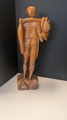 Made In The Philippines Vintage 18" Hand Carved Solid Wooden Statues Man/Woman Set