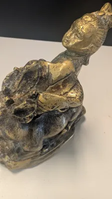 Brass Chinese Boy Sitting On A Deer
