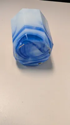 Vintage Akro Agate Glass Blue Swirl Milk Glass Slag Octagonal Faceted Cup & Shell Shaped Trinket Dishes