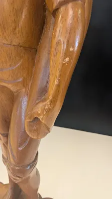 Made In The Philippines Vintage 18" Hand Carved Solid Wooden Statues Man/Woman Set