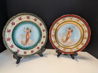 Porcelain Angel Cabinet Plates Hand Painted Austria & Beehive Marks #12