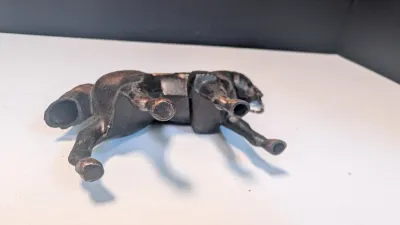 Vintage Western Style Horse Pot Metal Copper Finish & Metal Horse Jumping