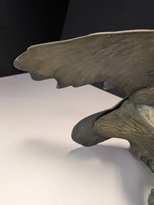 Vintage MCM Large Brass American Bald Eagle Perched On A Branch