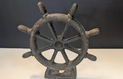 Cast Iron Ships Wheel Wedge Doorstop