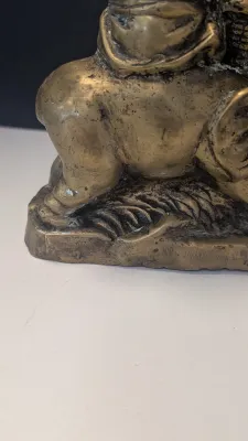 Brass Chinese Dynasty Child Riding Elephant Statue Fengshlui Tong Zi