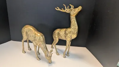 Solid Brass Buck Statue & Brass Doe (She is not solid)