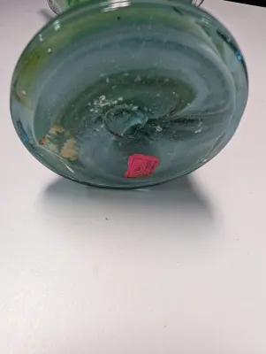 Made In Mexico Green & White Hand Blown Vase