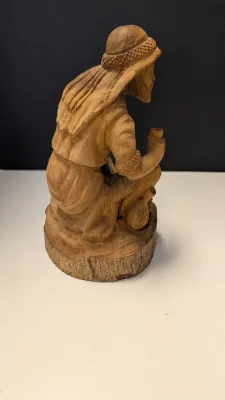 Hand Carved Hardwood Old Man Figure