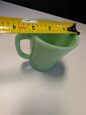 Set Of 6 Vintage Fireking Jadeite Oven Ware Green Mug D Handle Flat Bottom