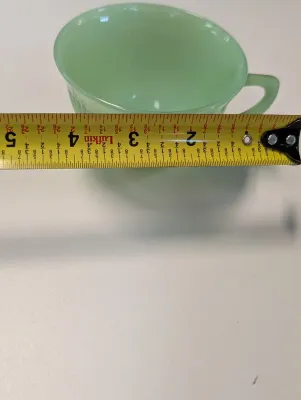 Set Of 8 Anchor Hocking Fire Kine Jadeite Jan Ray Design Tea Cup Ribbed