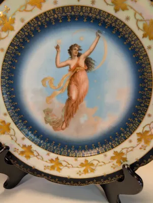 Porcelain Angel Cabinet Plates Hand Painted Austria & Beehive Marks #11