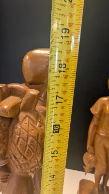 Made In The Philippines Vintage 18" Hand Carved Solid Wooden Statues Man/Woman Set
