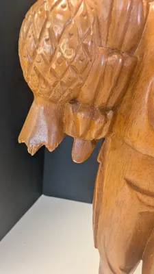 Made In The Philippines Vintage 18" Hand Carved Solid Wooden Statues Man/Woman Set