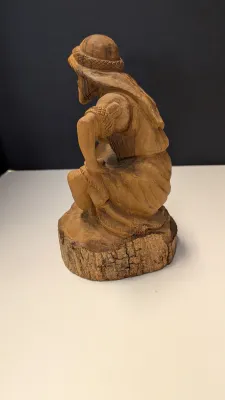 Hand Carved Hardwood Old Man Figure