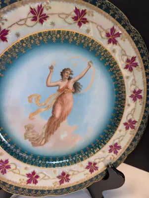 Porcelain Angel Cabinet Plates Hand Painted Austria & Beehive Marks #12