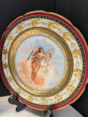 Porcelain Angel Cabinet Plates Hand Painted Austria & Beehive Marks #13