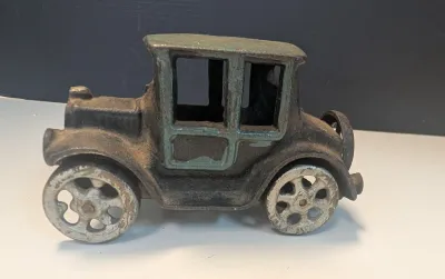 Vintage Cast Iron Model T Car 5" & Cast Iron Tow Truck Wrecker