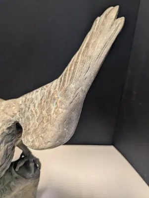 Vintage MCM Large Brass American Bald Eagle Perched On A Branch