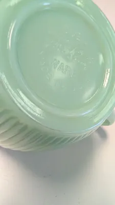 1940's Rare Vintage Fire King Jadeite Creamer & Plate, Jane Ray Design