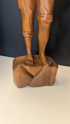 Made In The Philippines Vintage 18" Hand Carved Solid Wooden Statues Man/Woman Set