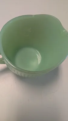 1940's Rare Vintage Fire King Jadeite Creamer & Plate, Jane Ray Design