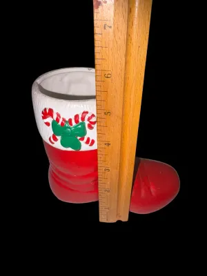 Sale Photo Thumbnail #143: Santa Holly Boot Planter Vase, Ceramic