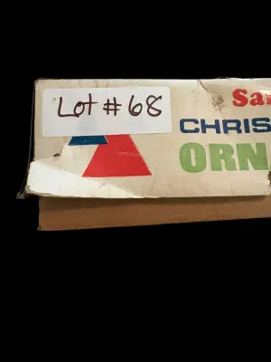 Sale Photo Thumbnail #20: This one appears to be a **Santa Land** boxed set of vintage glass ornaments, likely from the **1950s–1960s**. Here's a short description that matches your style:

Vintage Santa Land Mid-Century glass Christmas ornament set in the original box. A colorf