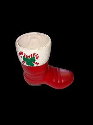 Sale Photo Thumbnail #141: Santa Holly Boot Planter Vase, Ceramic