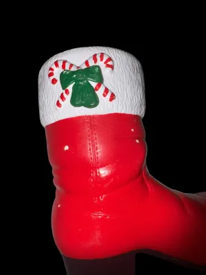 Sale Photo Thumbnail #165: Candy  Cane Santa Boot Vase, Ceramic