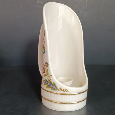 LOT 145: Lenox 8.25" Lily of the Valley Vase, Nantucket Handled Candle Holder, Floral Basket & New Years 2000 Trinket