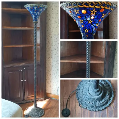 LOT 138: Tiffany-Style Blue Star Torchiere