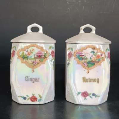 LOT 140: German Made Lustre Ceramic Kitchen Canisters