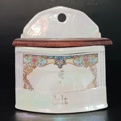 LOT 27: White Block German Made Lustre Ceramic Kitchen Canisters
