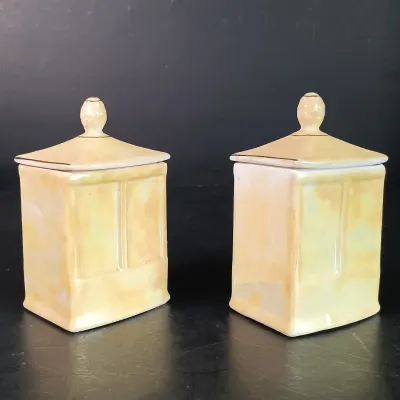 LOT 137: Czechoslovakian Lustre Ceramic Kitchen Canisters